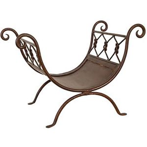 Biscottini Houten mand voor binnen van ijzer L 35,5 x D 50,5 x H 35,5 cm - handgesmede houten houder voor binnen en buiten