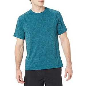 Amazon Essentials Men's Sneldrogend zwemshirt met korte mouwen (UPF 50), Donker blauwgroen, L