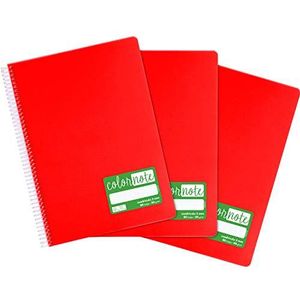 Grafoplás 98527551 schoolschrift, 3 mm, A4, omslag van polypropyleen, 80 vellen, 90 gram, rood, serie ColorNote