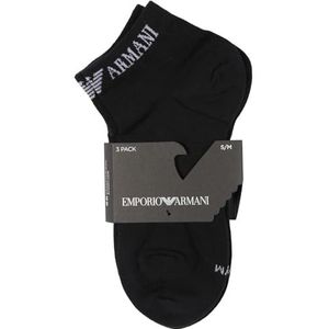 Emporio Armani Casual katoenen 3-pack sneakersokken, Zwart/Zwart/Zwart, Small-Medium