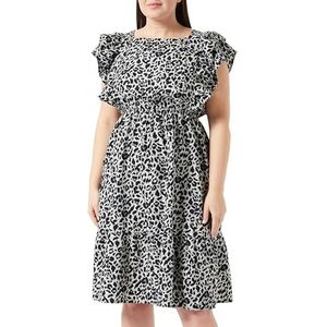 faina Dames midi-jurk met luipaardprint 19226417, grijs leo, XL, Grijs Leo, XL