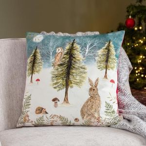 Evans Lichfield Kerst uil fluwelen veer rijk gevuld kussen