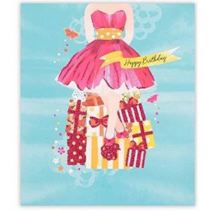 Clintons: Simply Clintons Meisje Op Present Stack, Verjaardagskaart Kaarten, 137x159mm