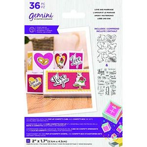 Crafter's Companion Gemini Pop Up Confetti Collection-Stamp & Die-Love and Huwelijk, Zilver, One Size