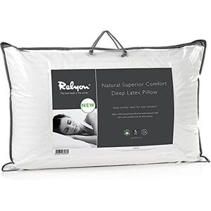 Relyon Superior Comfort 100% natuurlijk latex kussen 100% katoen afneembare hoes (diep), wit
