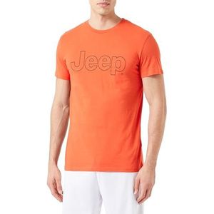 JEEP O102458-R686 J T-shirt Outline Print JI22S Heren Bright Mango/Zwart L, Bright Mango/Black, L