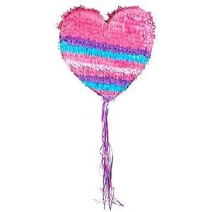 Boland 30938 - Pinata hart, ca. 37 x 25 cm, roze, roze, blauw, pull pinata, harten, vulling, decoratie, verjaardag, motto, Valentijnsdag, liefde, huwelijksaanzoek, feest, kinderen, plezier