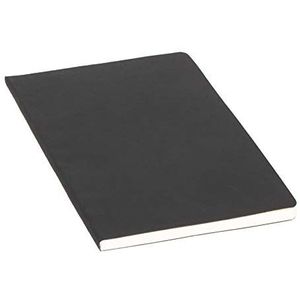 ALASSIO 1132 Notitieboek in DIN A5-formaat, met 64 pagina's, papier gelinieerd, omslag in mat zwart, gebonden notitieblok, ideaal voor leren boekomslagen, schrijfmappen en organizers