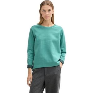 TOM TAILOR Denim T-shirt met lange mouwen voor dames, 34206 - Dark Pacific Teal, XXL