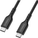 OtterBox Standard USB-C naar USB-C PD Snellaadkabel, Buig-en buigzaam getest, Snellaadkabel voor smartphone en tablet, 1M, Zwart