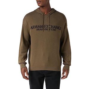 Armani Exchange Bright Up M6D Mannen Gassed Cotton, Hooded Nek, Casual FitPullover SweaterBrownLarge, Crocodile, L