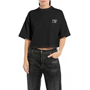 Replay Dames Cropped T-Shirt, 098 Black, XXS