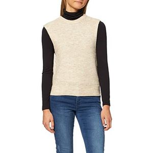 Pieces Pcellen O-hals gebreid vest Noos Bc Pullover Sweater voor dames, Witte peper, L