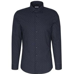 Seidensticker Flanellen herenhemd - slim fit - gemakkelijk te strijken - Kent kraag - lange mouwen - 100% katoen, blauw, 44