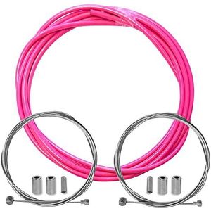 cyclingcolors fietsremhuls met kabeleindkappen kit voor achter compatibel met Shimano Sram cyclus stad weg mountainbike inzet performance kabel (neon roze)