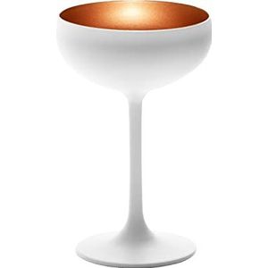 Stölzle Lausitz Champagneschaaltjes, wit (mat), brons, set van 6, cocktailschalen van hoogwaardig kristalglas, 200 ml, champagneglazen, vaatwasmachinebestendig, Coupéglazen, hoge breukbestendigheid