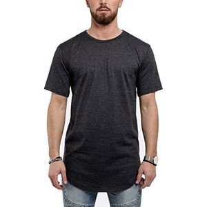 Blackskies Round Basic Longshirt | Lang Oversize Fashion Lange Mouwen Heren T-Shirt Long Tee - Diverse kleuren S M L XL, antraciet, S