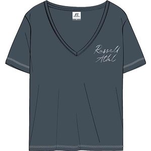 RUSSELL ATHLETIC Dames losse V-hals T-shirt T-shirt, Donkere Leisteen, XS