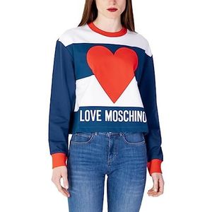 Love Moschino Vrouwen Flared fit Long-Sleeved Sweatshirt, Wit Blauw RED, 46, Wit-blauw-rood., 46