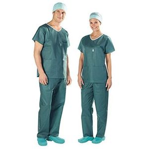 Cura Farma Wegwerpshirt Tnt Kasack en broek, speciaal voor de gezondheid, ademend en hypoallergeen, high-performance, professioneel, uniseks, groen, 10 stuks - origineel (M)