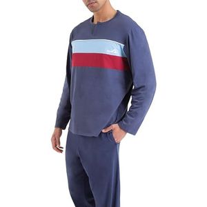 ATHENA - Lange pyjama, voor heren, chique, Marineblauw, L