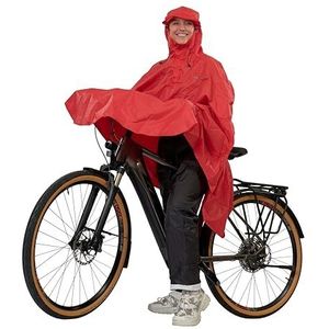 LOWLAND OUTDOOR fietsponcho, rood, 100% waterdicht (10.000mm) - ademend (8.000g/M²) PFAS vrij!