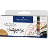 Faber-Castell 167506 Tekenstift, Pitt Artist Pen Calligrafieset, 2,5 mm, 6-delig, meerkleurig