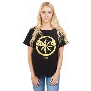 Marvel Captain T-shirt voor dames, Zwart, 38