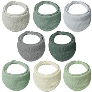 Lulu moon Babyslabbetjes van 100% mousseline-katoen, 8 stuks baby bandana slabbetjes doek voor burp zuigelingen baby (meer)