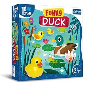 Trefl - Funny Duck, eerste bordspel - bordspel voor de kleinsten, rubberen eenden, grote elementen, coöperatief spel met taken voor peuters, speels leren, spel voor kinderen vanaf 2,5 jaar
