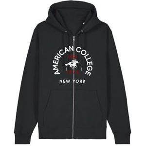 AMERICAN COLLEGE USA Sweatshirt met ritssluiting, zwart, voor heren, maat XXL, Zwart, XXL
