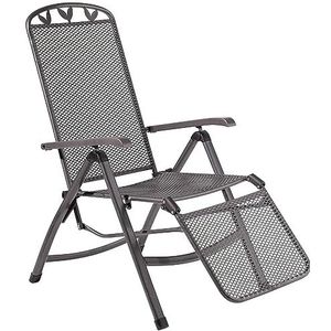 greemotion Relax fauteuil Toulouse iron grey, stoel met 5-voudige verstelling en voetsteun, tuinstoel van vuilafstotend strekmetaal, weerbestendig en onderhoudsvriendelijk
