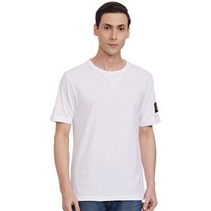 Calvin Klein Jeans Heren Monogram mouw Badge Reg Tee T-Shirt, Helder Wit, XXS