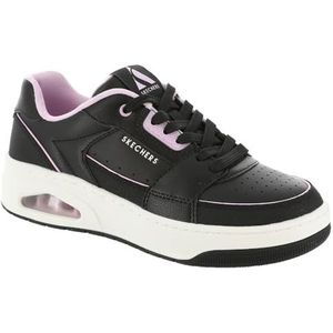 Skechers UNO-rechtbank voor vrouwen, Zwart Leer Roze Duraleather Trim, 40 EU