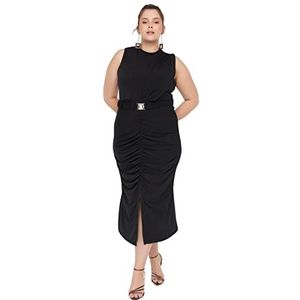 Trendyol Midi bodycon-jurk voor dames, zwart, XL, Zwart, XL grote maten