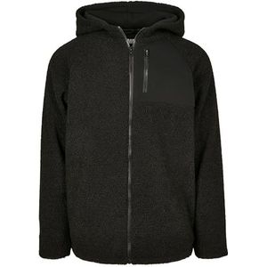 Urban Classics Herenjas Sherpa Zip Jacket Teddy jas met capuchon, zwart, 5XL