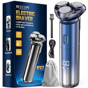 Elektrisch scheerapparaat elektrisch scheerapparaat voor mannen - 3D droog elektrisch scheerapparaat voor mannen met magnetische scheerkoppen IPX7 met reisvergrendeling nat en droog scheerapparaat