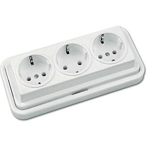 Drievoudige UPS-sokkel - witte drie-poorts sokkel met elegant design en hoogwaardige materialen