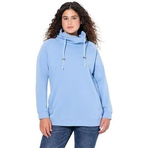 Ulla Popken Grote maten grote maten plus size sweatshirt, brede opstaande kraag, zakken, raglan-lange mouwen, lichtblauw, 46-48