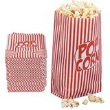 Relaxdays popcorn zakjes, 144 stuks, papier, accessoire filmavond, kinderverjaardag, retro zakken voor popcorn, rood-wit
