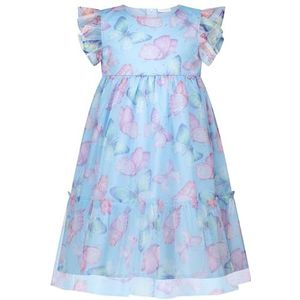 SALT AND PEPPER BY KIDS PARK Girls Summer Dress Butterfly casual jurk, meerkleurig, 128 meisjes, Meerkleurig, 128 cm