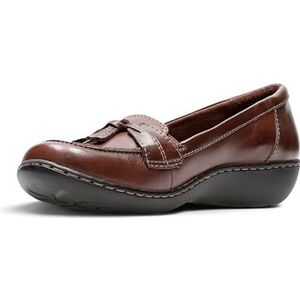CLARKS Women's Ashland Bubble Slip-On Loafer, Brown Leather, 6.5 W US