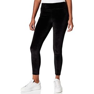 Urban Classics Dameslegging met hoge taille, fluwelen stof met hoge elastische tailleband, vrijetijdsbroek, yoga, streetwear, maat XS tot 5XL, zwart, XL