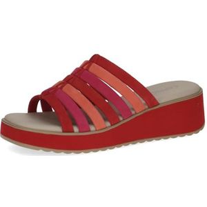 CAPRICE Damessandalen van leer met sleehak, Red Comb, 42 EU