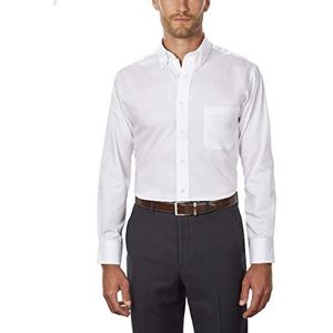 Van Heusen Heren Twill Dress Shirt Klassiek overhemd, wit, 3XL