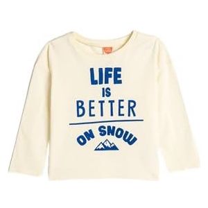 Koton Boys's Long Sleeve Crew Neck Printed Detail Cotton T-Shirt, ecru(010), 4-5 Jaar