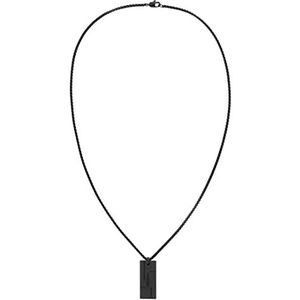 Calvin Klein - 35000059 - Ketting - Zwartgeblakerde Roestvrijstalen Logo Plaat