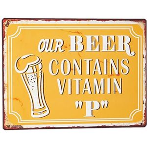 La Finesse Decoratieve Hangende Beschilderde Metalen Muur Plaque/Teken, Our Beer Contains Vitamin ""P