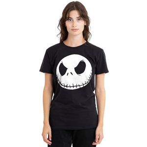 The Nightmare Before Christmas Jack Face zwart dames T-shirt, zwart, klein, Zwart, S