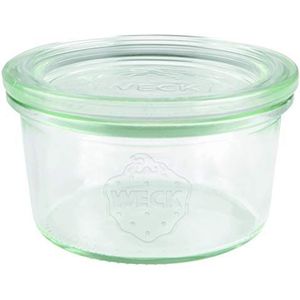 Weck Inmaakpot 165 ml (hoogwaardig wegwerpglas met glazen deksel; hittebestendig; geschikt voor de magnetron; ovenbestendig; geschikt voor de oven; ronde randglas) 976, 12 stuks